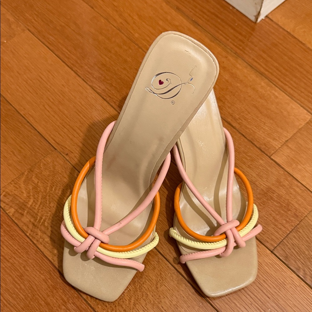 Stylish Women's Sandals with Pink, Orange, and Yellow Accents